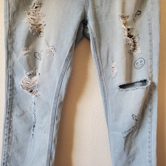 Adam Levine The Girlfriens Distressed Doddled Straight Leg Jeans Size 17 Women - Picture 8 of 11